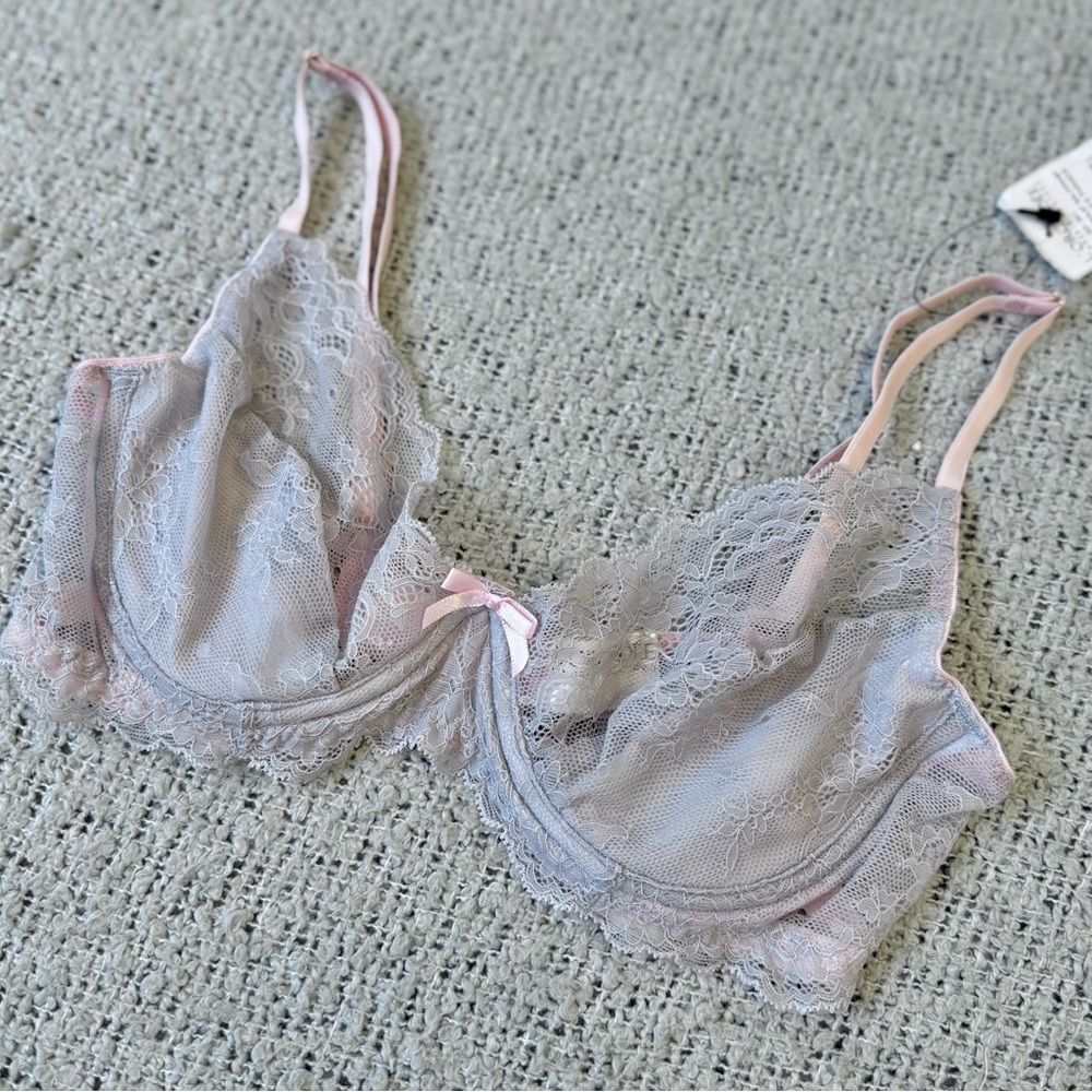 L’Orchidée Lingerie Couture Lace Balconette Bra EU 40 US 30A/30B New With Tags